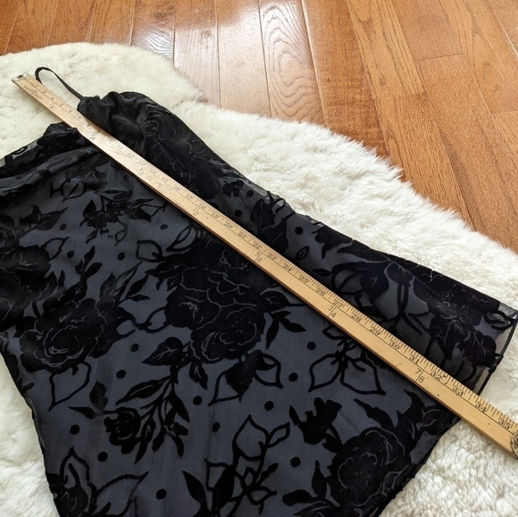 PARKER floral velvet burnout black Mini dress cowl neck 4 small - Picture 12 of 13